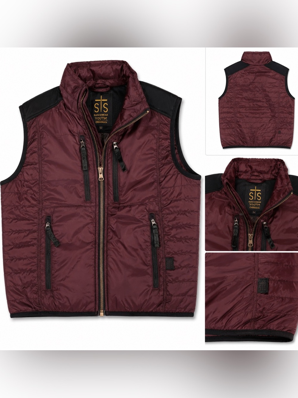STS Ranchwear journey youth  Dark Brown Quilted  youth Vest New L $110